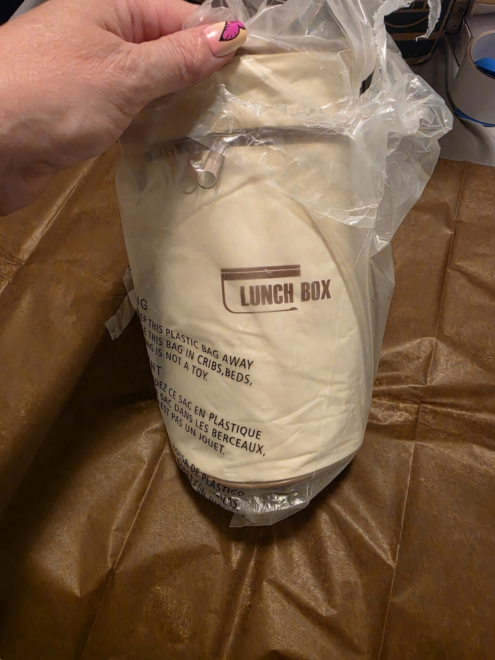 Cream Insulated Tote with Zip Closure